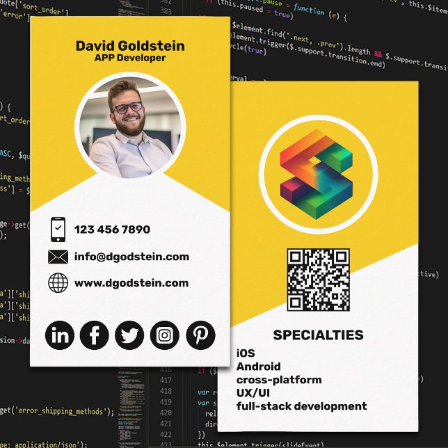 Cartão De Visita App Developer - Yellow (Criador carregado)