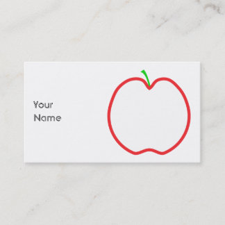 Cartão De Visita Apple vermelho esboça. Centro branco, haste verde