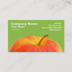 Cartão De Visita Apple vermelho no fundo verde