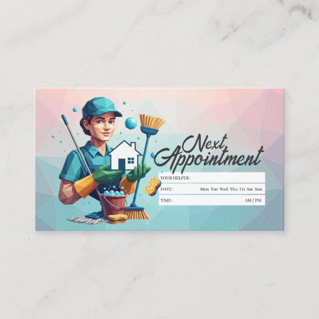 Cartão De Visita Appointment Reminder House Cleaning Housekeeping (Frente)
