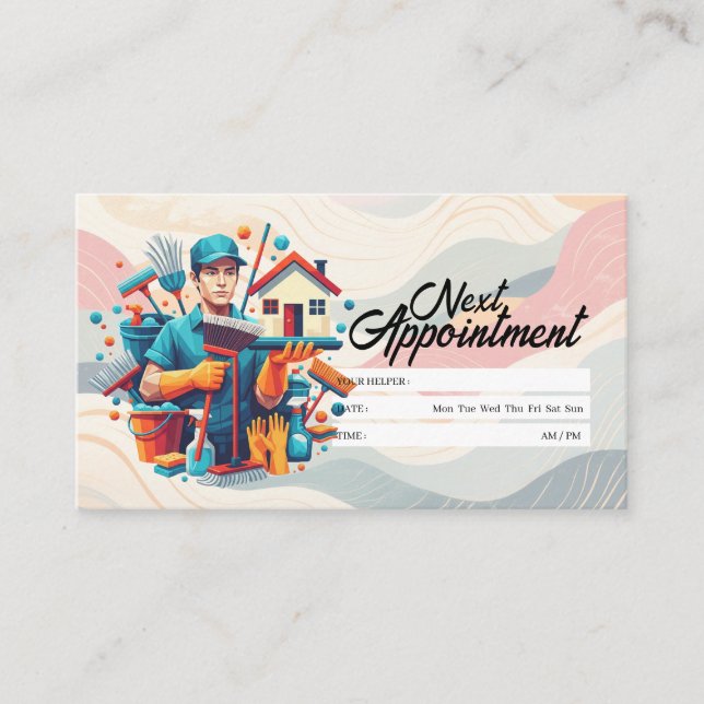 Cartão De Visita Appointment Reminder House Cleaning Housekeeping (Frente)
