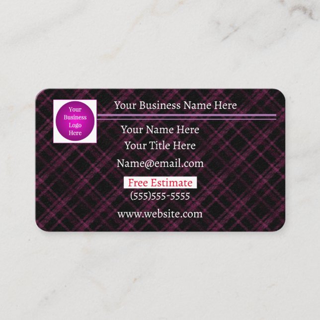 Cartão De Visita Appointment Setting | Purple Plaid | Business Card (Frente)