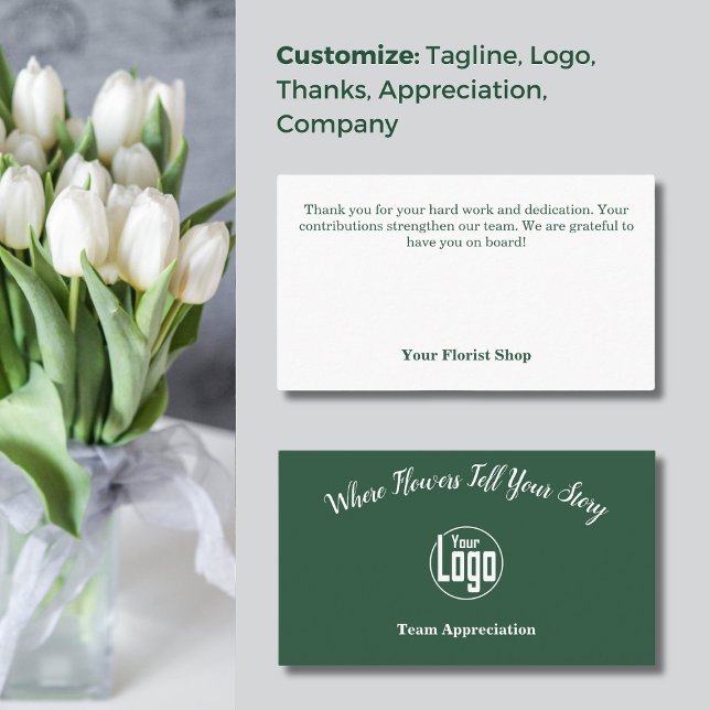 Cartão De Visita Apreciação da equipe: Compro Florista Obrigado (Team Appreciation: Florist Shop Thank You Business Card, Custom Logo)