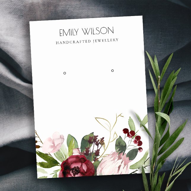 CARTÃO DE VISITA APRESENTAÇÃO DE OUVIDOS FLORAIS DE PROTEA COM BURG (Criador carregado)