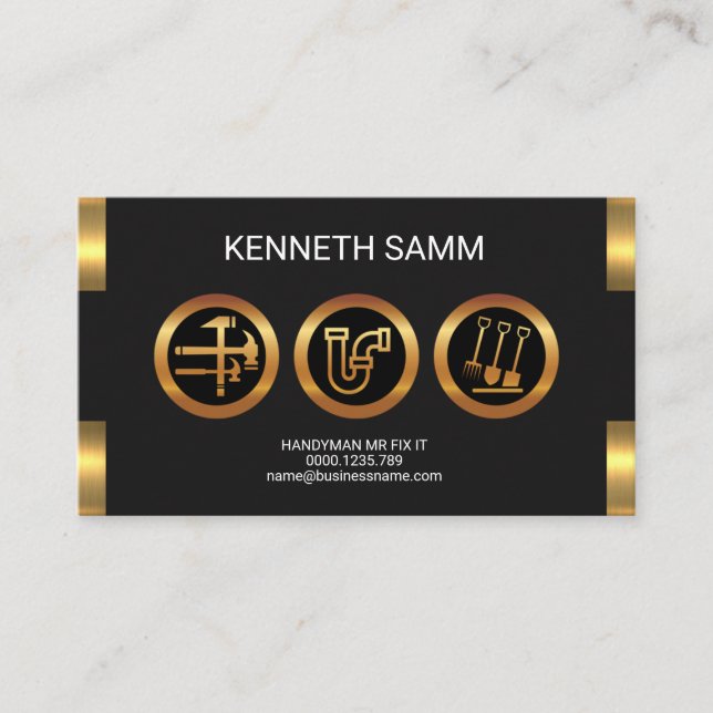 Cartão De Visita Apresentação Dourada do Handyman Fabulous Faux (Frente)