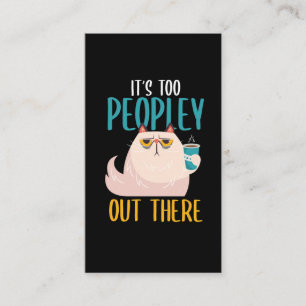 Cartão De Visita Apresentador Cat Funny introvertida bebe café