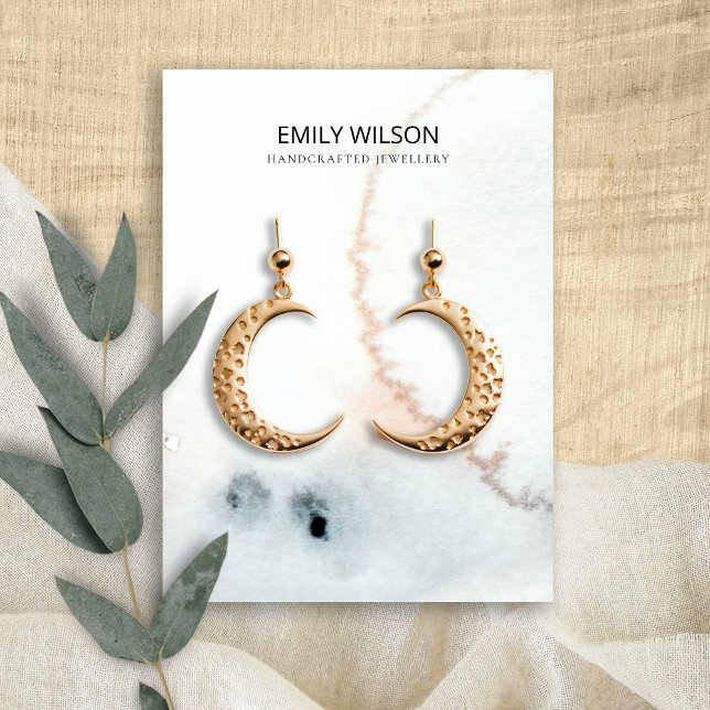 CARTÃO DE VISITA AQUA BLUE DOURADO WATERCOLOR BRUSH OURING EXIBIDO (Criador carregado)