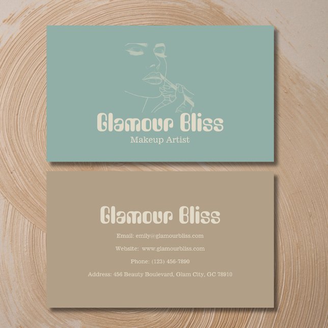 Cartão De Visita Aqua Blue Makeup Artist Salon (Criador carregado)