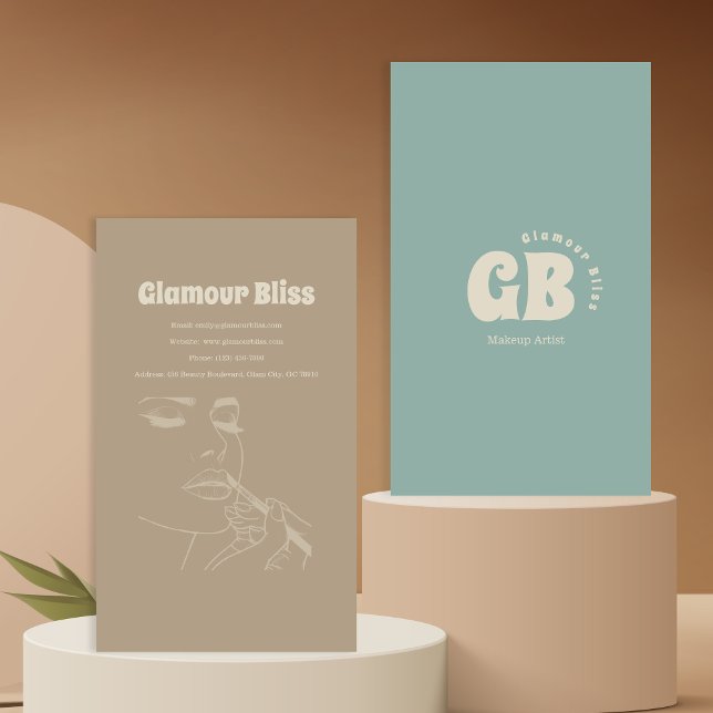 Cartão De Visita Aqua Blue Makeup Artist Salon (Criador carregado)