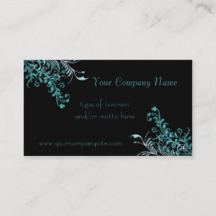 Cartão De Visita Aqua Floral Elegante Incorporado