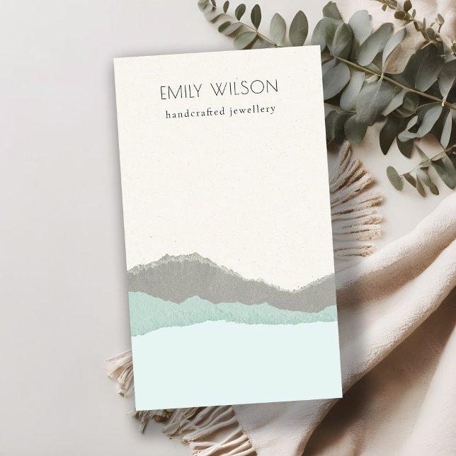 Cartão De Visita Aqua Kraft Mountain Wave Vazio Jewelry Display (Criador carregado)
