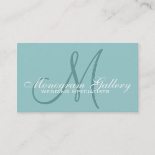 Cartão de visita Aqua Personalizável em Monogram