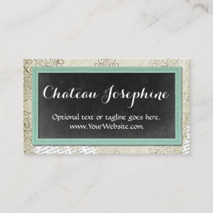 Cartão De Visita Aqua pintado do vintage quadro rústico no damasco