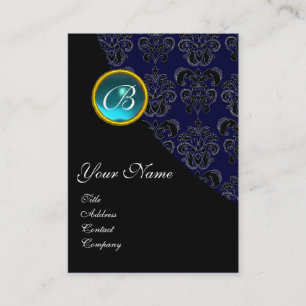 Cartão De Visita AQUAMARINA AZUL MONOGRAM, Turquase rosa