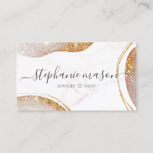 Cartão De Visita Aquarela Abstracto Glitter Dourado Mármore Moderno