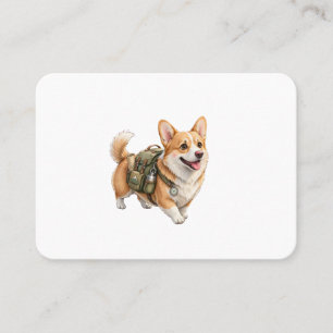 Cartão de Visita Aquarela Aventura de Corgi em Tri