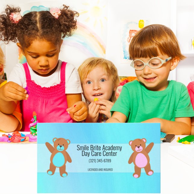 Cartão De Visita Aquarela Azul Atenção Ao Dia Da Criança (Criador carregado)