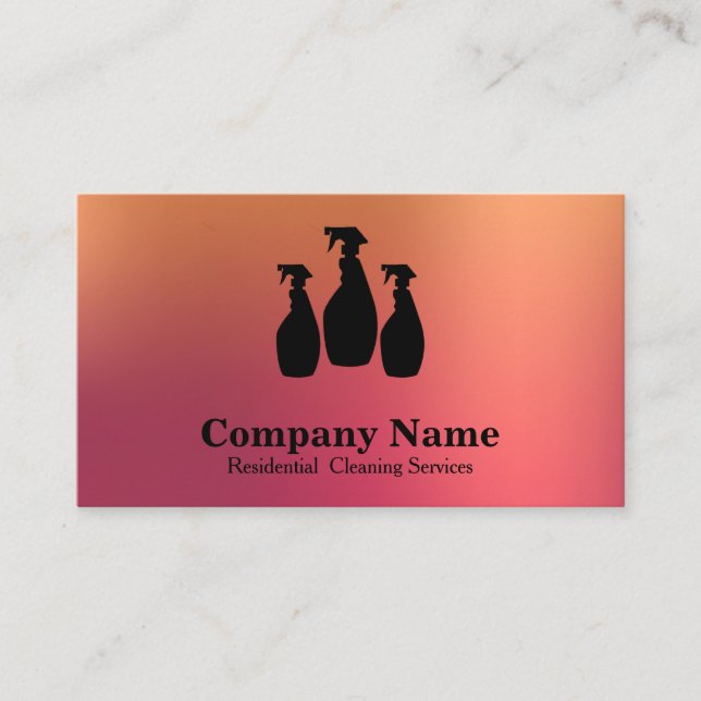 Cartão De Visita Aquarela do Serviço de Limpeza Elegante (Frente)