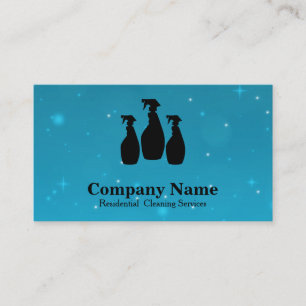 Cartão De Visita Aquarela do Serviço de Limpeza Elegante