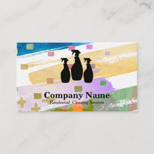 Cartão De Visita Aquarela do Serviço de Limpeza Elegante