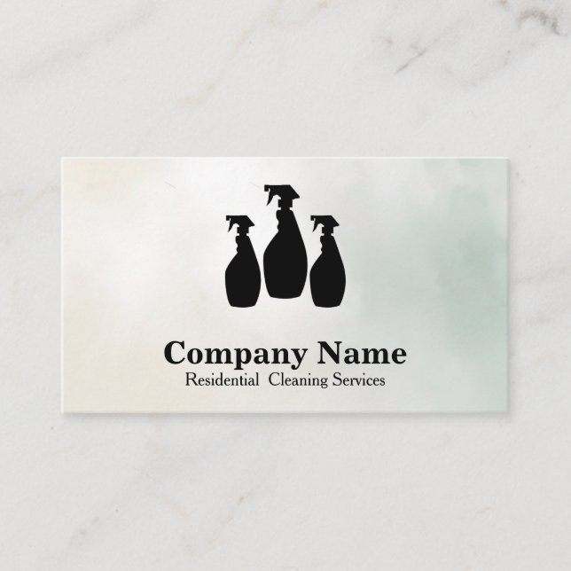 Cartão De Visita Aquarela do Serviço de Limpeza Elegante (Frente)