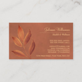 Cartão De Visita Aquarela Elegante Deixa Terracotta e Laranja Rust