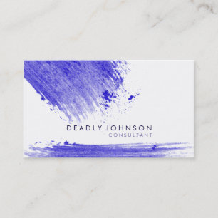Cartão De Visita Aquarela Elegante Splatter Simples Natureza Azul