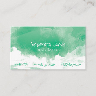Cartão De Visita Aquarela escovada artística - verde