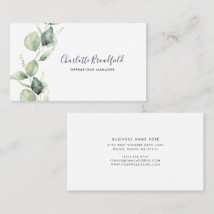 Cartão De Visita Aquarela Eucalipto Escrita Elegante Profissional