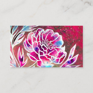 Cartão De Visita Aquarela Flor Dahlia Adicionar Código QR Beleza Gi