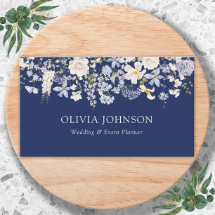 Cartão De Visita Aquarela Floral Botânico Azul Personalizado