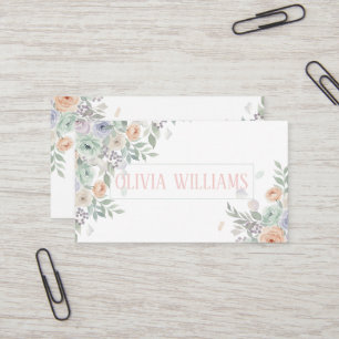 Cartão De Visita Aquarela Floral Elegante