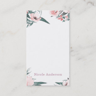 Cartão De Visita Aquarela Floral Moderna Minimalista Elegante Chic
