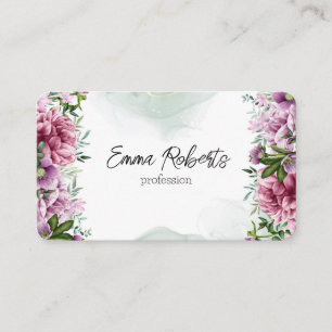 Cartão De Visita Aquarela Floral Suave Elegante