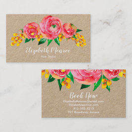 Cartão De Visita Aquarela Flores Cabelo Estilista Salon Makeup Kraf