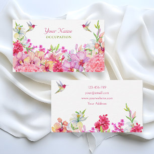 Cartão De Visita Aquarela Flores de Pássaros