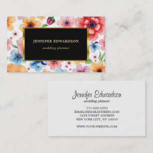 Cartão De Visita Aquarela flores elegante boho profissional