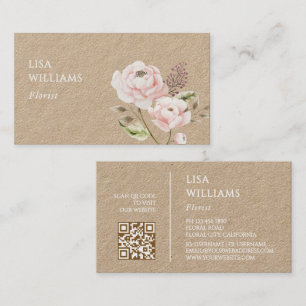 Cartão De Visita Aquarela Flores Selvagens Kraft