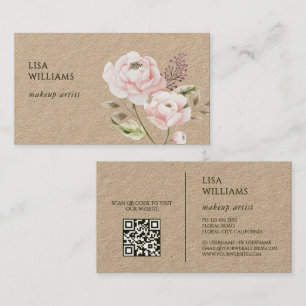 Cartão De Visita Aquarela Flores Selvagens Kraft