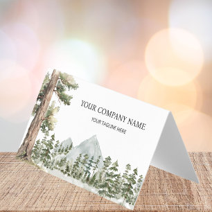 Cartão De Visita Aquarela Floresta Verde ao Ar Livre Dobraível