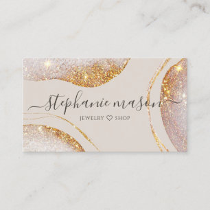 Cartão De Visita Aquarela Glitter Dourado Abstrato Moderno Luxuoso