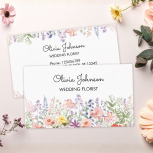 Cartão De Visita Aquarela Jardim Floral Colorido Personalizado