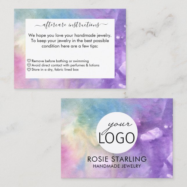 Cartão De Visita Aquarela, Joias artesanais (Frente/Verso)
