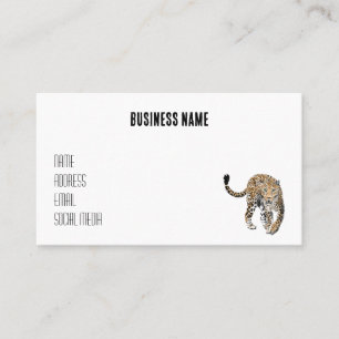 Cartão De Visita aquarela leopardo gato da selva animal pintado ver