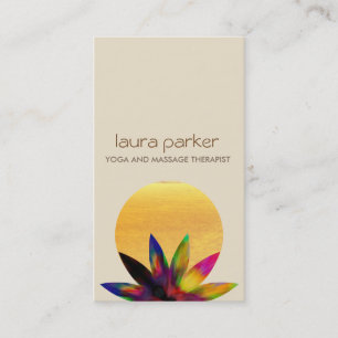 Cartão De Visita Aquarela Logotipo da Flor do Lotus com Aquecimento