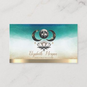 Cartão de Visita Aquarela Lua Lótus Elegante