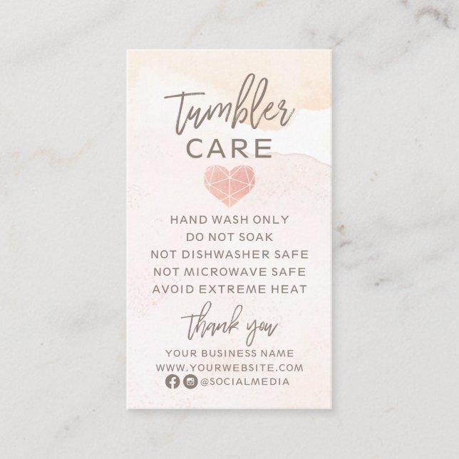 Cartão De Visita Aquarela Neutra com Cuidados Cardíacos (Frente)