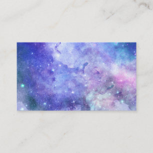 Cartão De Visita Aquarela Noite Estrelada Galáxia Céu Roxo Azul Art