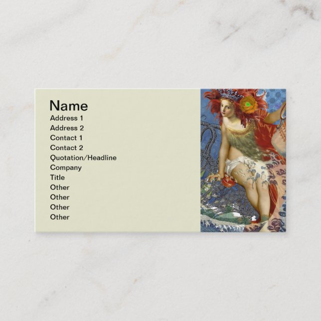 Cartão De Visita Aquarius Mermaid Gótica Arte Azul (Frente)