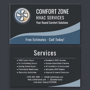 Cartão De Visita Aquecimento e Ar Condicionado HVAC Profissional